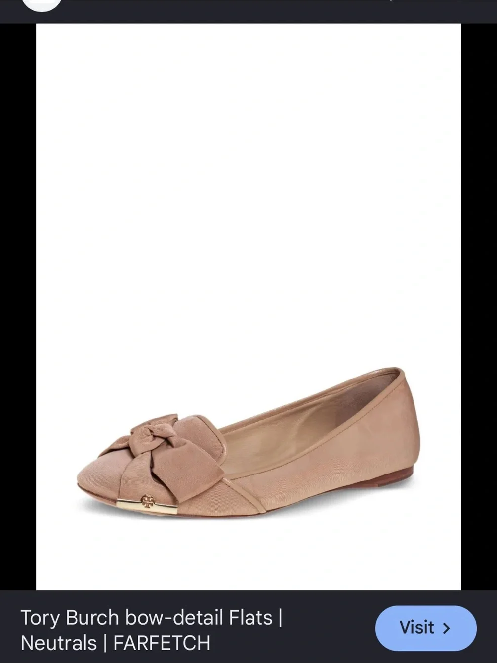 Tory Burch Tan Bow-Front Leather Flats